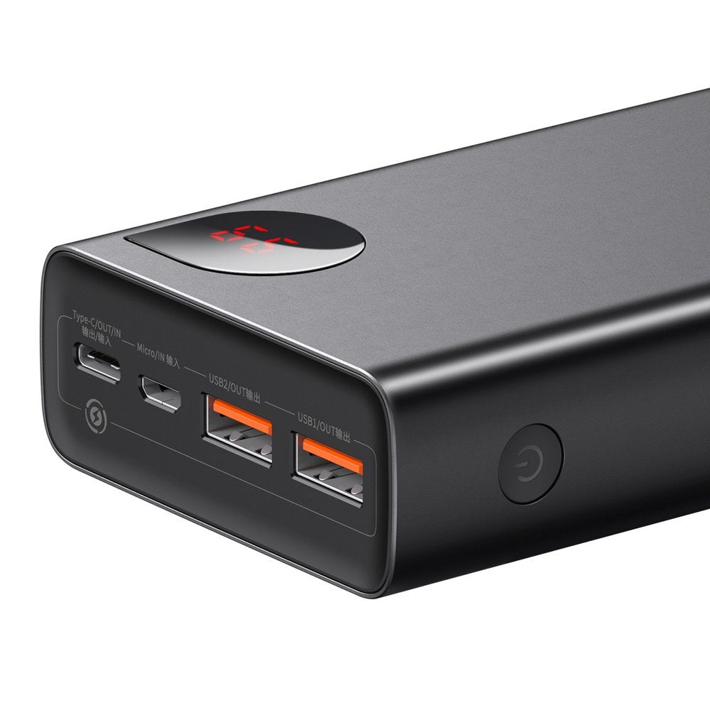 Baseus Adaman Externer Akku, 20000 mAh, 65 W, QC + PD, 1 x USB-C – 2 x USB-C, Schwarz PPIMDA-D01