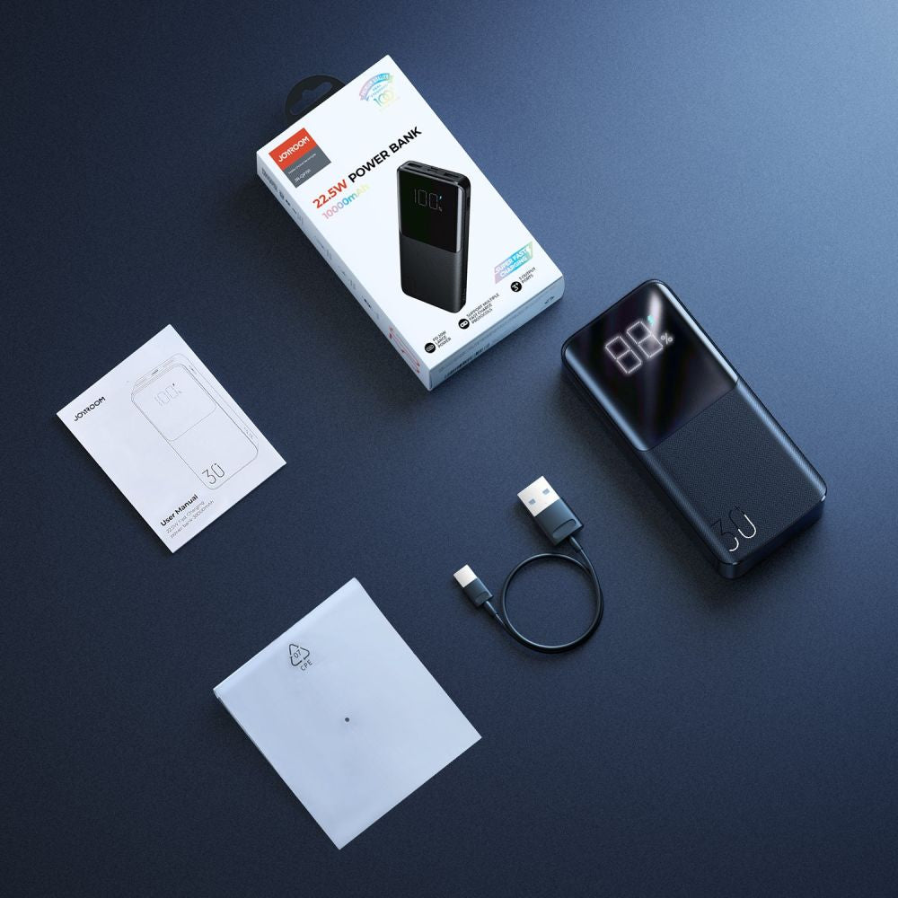 Externe Batterie Joyroom JR-QP193, 30000mAh, 22,5W, QC + PD, 1 x USB-C - 2 x USB-A, Schwarz