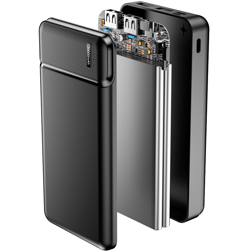 Externer Akku MaXlife MXPB-01, 20000 mAh, 12 W, 2 x USB-A, Schwarz