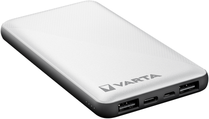 Varta Energy Externer Akku, 10000 mAh, 15 W, 2 x USB-A – 1 x USB-C, Weiß