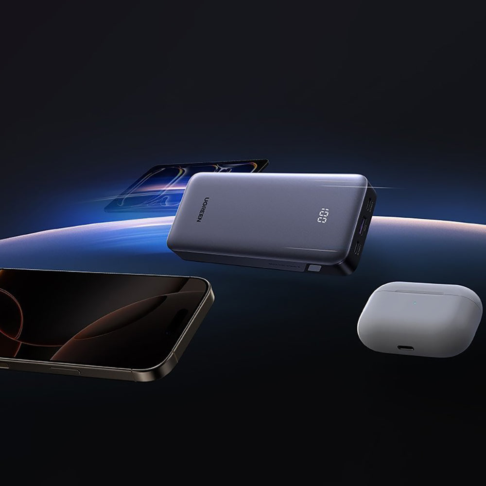 Externe Batterie UGREEN Nexode PB532 (55989B), 20000mAh, 30W, QC + PD, 1 x USB-A - 2 x USB-C, Grau