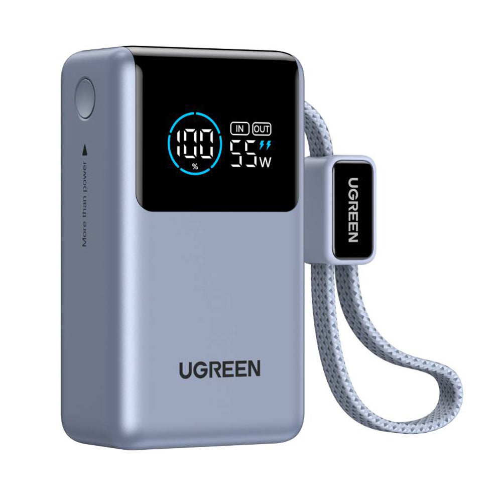 Externe Batterie UGREEN Nexode Pro PB727 (75701B), 10000mAh, 55W, QC + PD, 1 x USB-A - 2 x USB-C, Grau