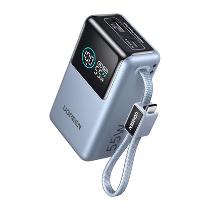 Externe Batterie UGREEN Nexode Pro PB727 (75701B), 10000mAh, 55W, QC + PD, 1 x USB-A - 2 x USB-C, Grau