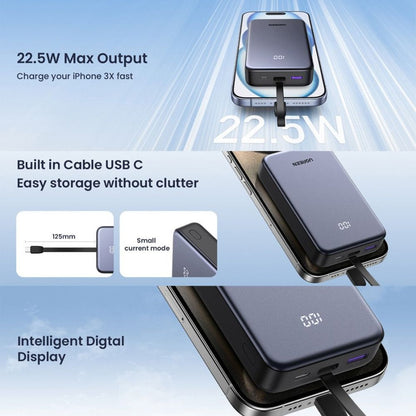 UGREEN PB505 External Battery, 20000mAh, 22.5W, QC + PD, 1 x USB-A - 2 x USB-C, Grey