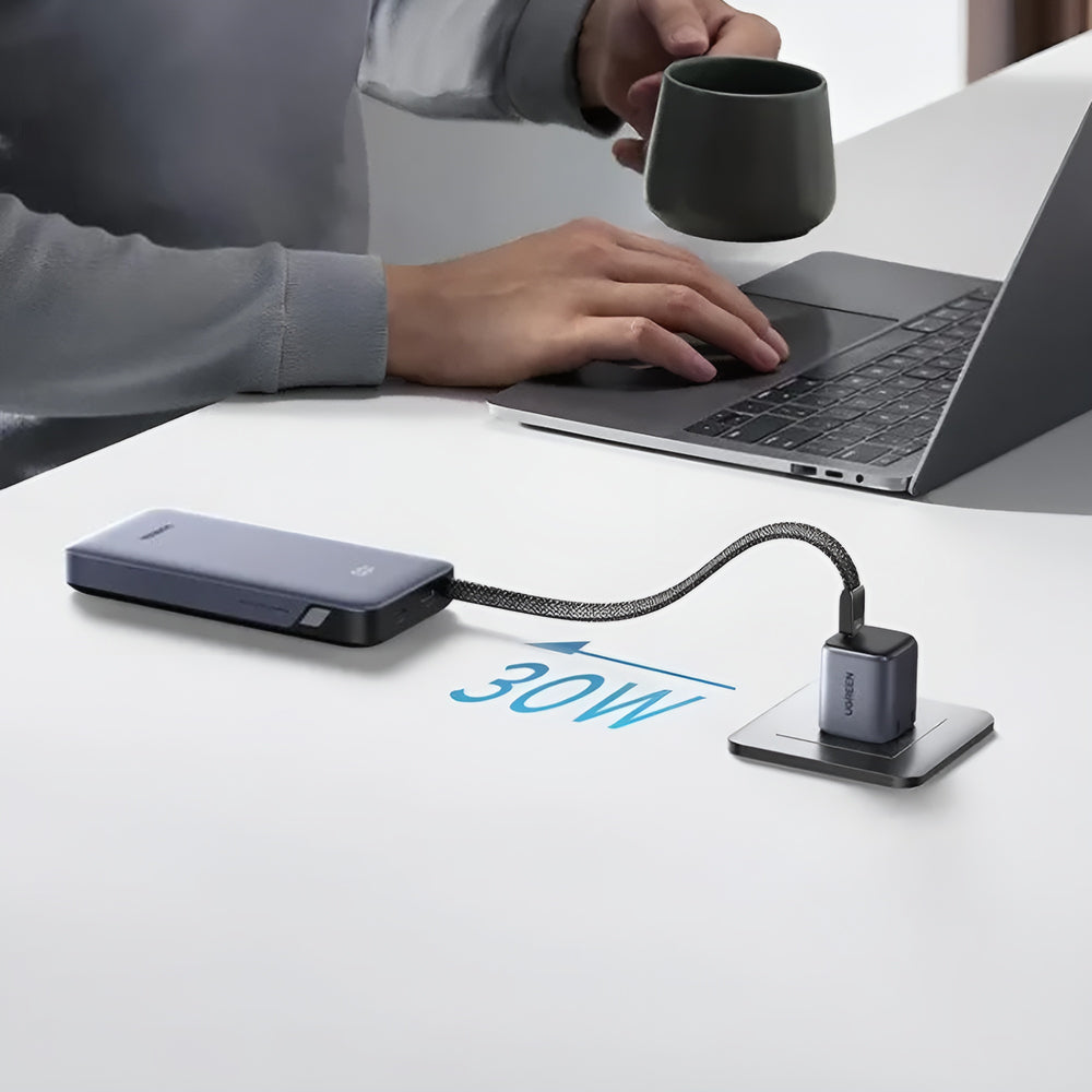 Externer Akku UGREEN PB528 (55985B), 20000mAh, 30W, QC + PD, 1 x USB-A - 3 x USB-C, Grau