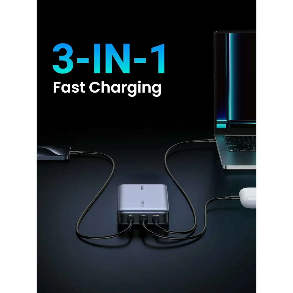 Externer Akku UGREEN PB720 Nexode, 20000mAh, 100W, QC + PD, 1 x USB-A - 2 x USB-C, Grau