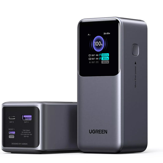 Externer Akku UGREEN PB721, 20000mAh, 130W, QC + PD, 1 x USB-A - 2 x USB-C, Grau