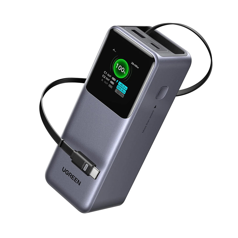 UGREEN PB726 External Battery (55987B), 20000mAh, 165W, QC + PD, 1 x USB-A - 2 x USB-C, Grey