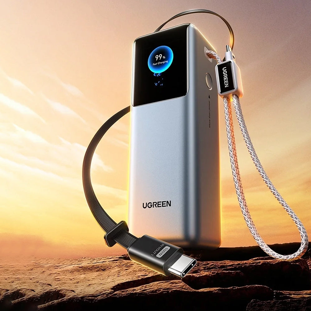 Externe Batterie UGREEN PB728 (75702B), 25000mAh, 200W, QC + PD, 1 x USB-A - 3 x USB-C, Grau