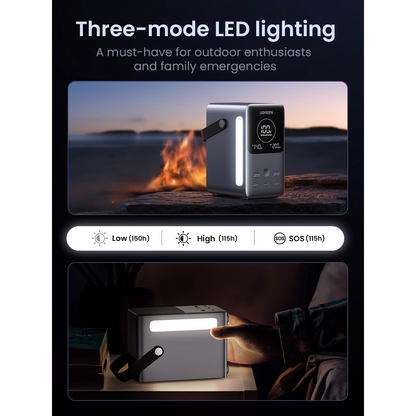 Externe Batterie UGREEN PB770, 48000mAh, 300W, QC + PD, 2 x USB-A - 3 x USB-C, Grau, Wiederverpackt
