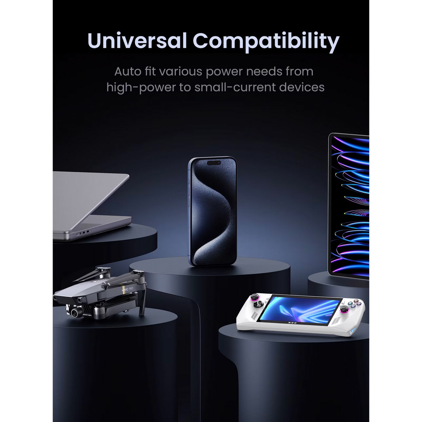 Externe Batterie UGREEN PB770, 48000mAh, 300W, QC + PD, 2 x USB-A - 3 x USB-C, Grau, Wiederverpackt