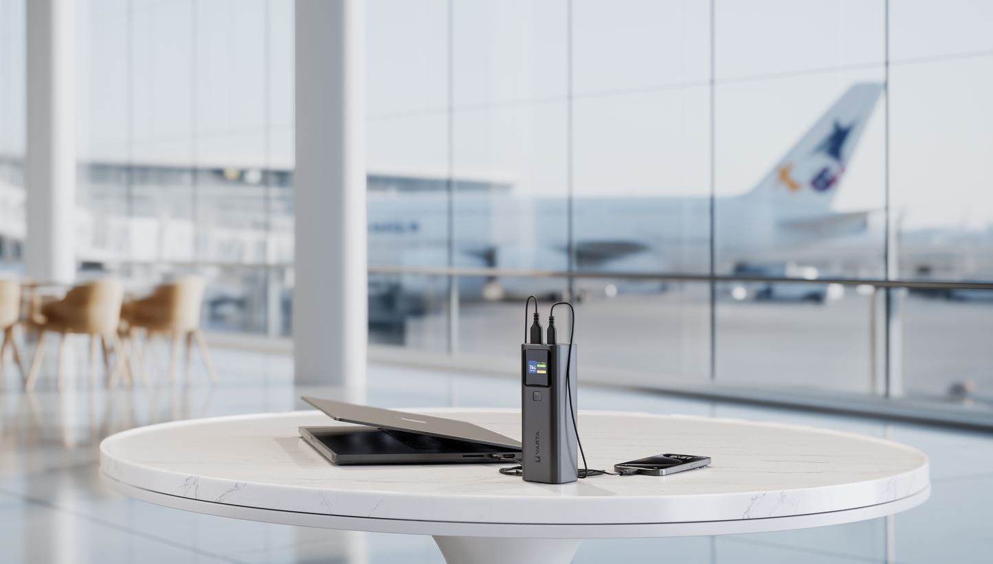 Externer Akku Varta High Speed, 27000mAh, 140W, QC + PD, 1 x USB-A - 2 x USB-C, Schwarz