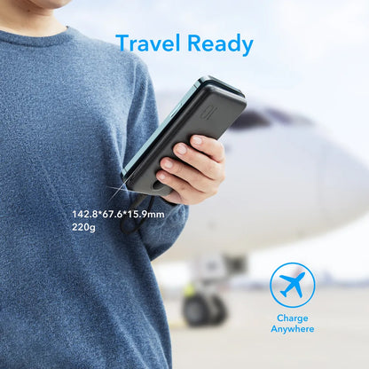 Externer Akku Veger L10S, 10000mAh, 20W, QC + PD, 1 x USB-C - 2 x USB-A, Schwarz