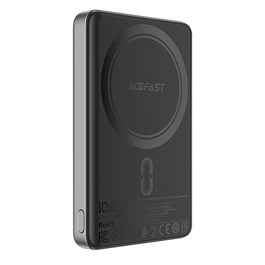 Externer Wireless Akku Acefast M12, 10000mAh, 20W, PD + FQI, 1 x QI - 1 x USB-C, Schwarz