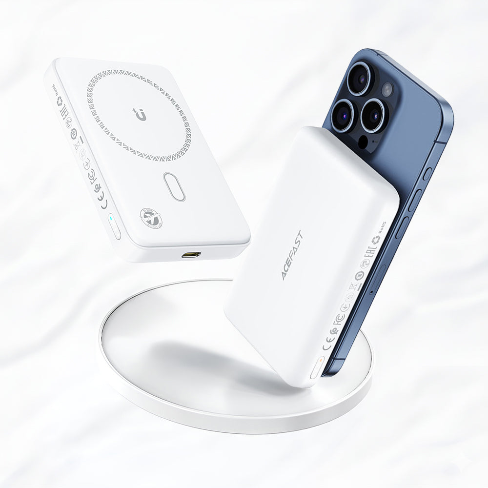 Externer Wireless Akku Acefast M26, 10000mAh, 20W, PD + FQI, 1 x QI - 1 x USB-C, Weiß