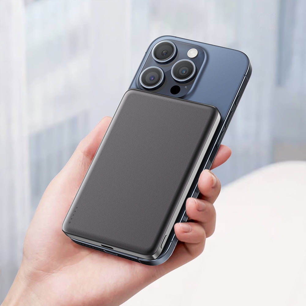 Externer Wireless Akku Acefast M8, 5000mAh, 18W, PD + FQI, 1 x QI - 1 x USB-C, Schwarz