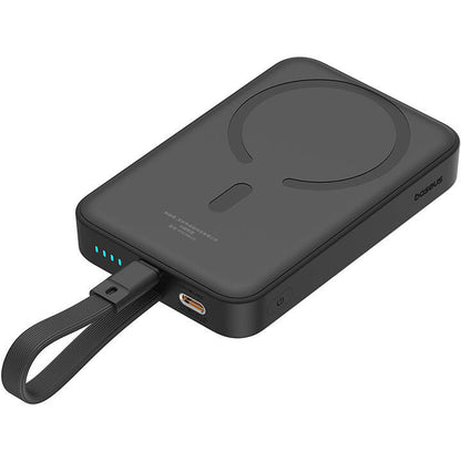 Baseus Magnetic Mini Wireless Externer Akku, 10000 mAh, 20 W, PD + FQI, 1 x Lightning – 1 x QI – 1 x USB-C, Schwarz P10022109113-00