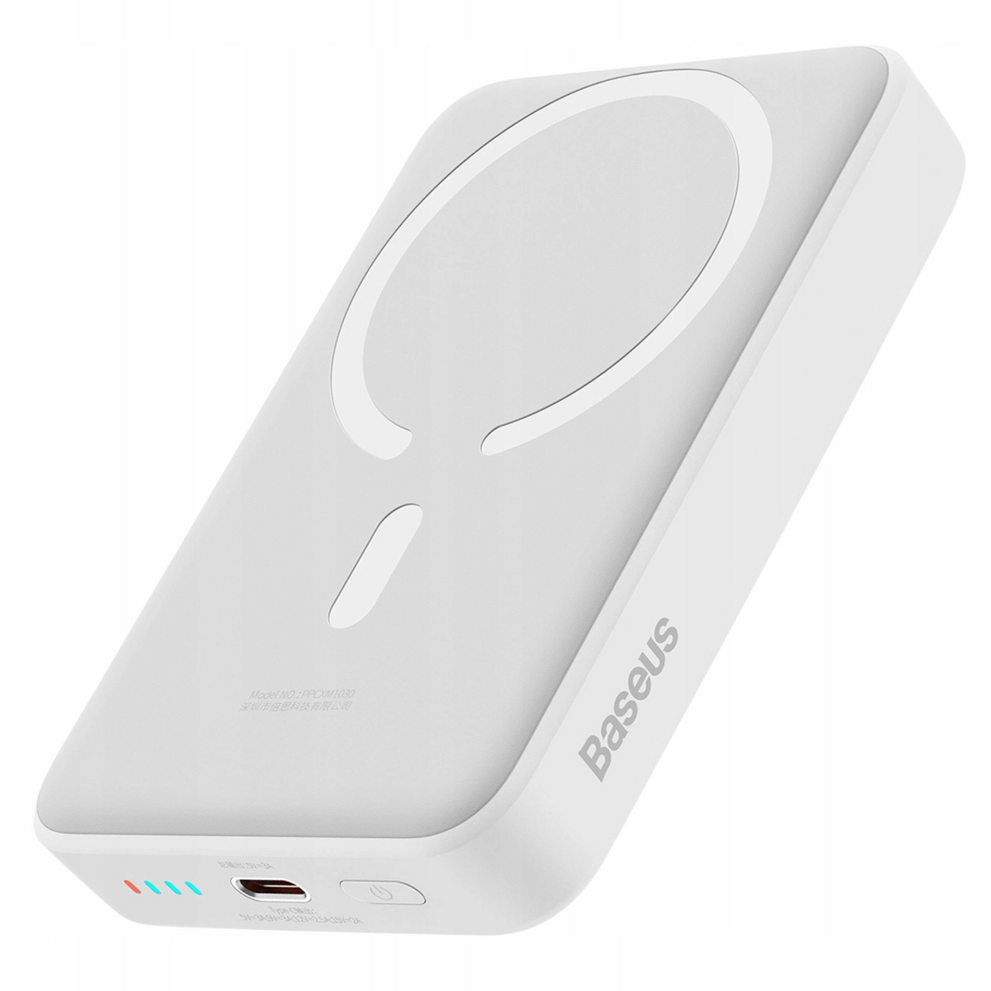Externer Wireless-Akku Baseus Magnetic Mini, 10000mAh, 30W, PD + FQI, 1 x QI - 1 x USB-C, Weiß PPCX110202