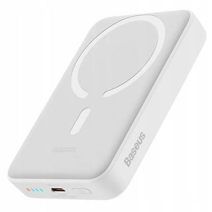 Externer Wireless-Akku Baseus Magnetic Mini, 10000mAh, 30W, PD + FQI, 1 x QI - 1 x USB-C, Weiß PPCX110202
