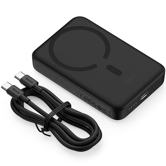 Baseus Magnetic Mini Wireless Externer Akku, 10000 mAh, 30 W, PD + FQI, 1 x QI – 1 x USB-C, Schwarz PPCX110201