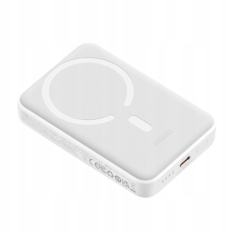 Externer Wireless-Akku Baseus Magnetic Mini, 10000mAh, 30W, PD + FQI, 1 x QI - 1 x USB-C, Weiß PPCX110202