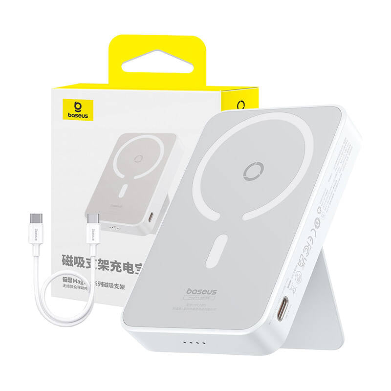 Externer Wireless-Akku Baseus MagPro PPCXZ05, 5000mAh, 20W, PD + FQI, 1 x QI - 1 x USB-C, Weiß P10064101223-00