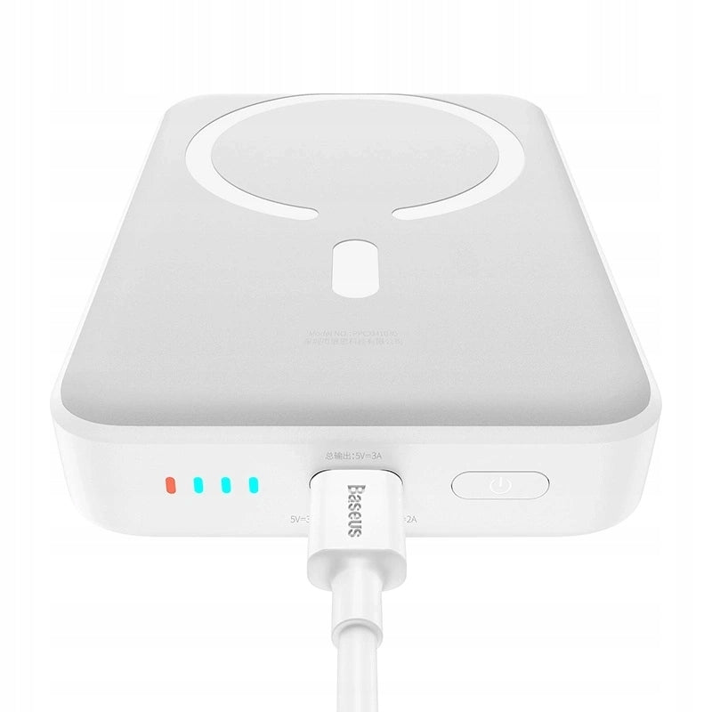 Externer Wireless-Akku Baseus Magnetic Mini, 10000mAh, 30W, PD + FQI, 1 x QI - 1 x USB-C, Weiß PPCX110202
