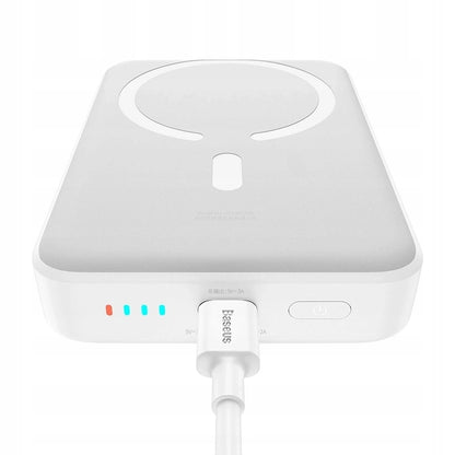Externer Wireless-Akku Baseus Magnetic Mini, 10000mAh, 30W, PD + FQI, 1 x QI - 1 x USB-C, Weiß PPCX110202