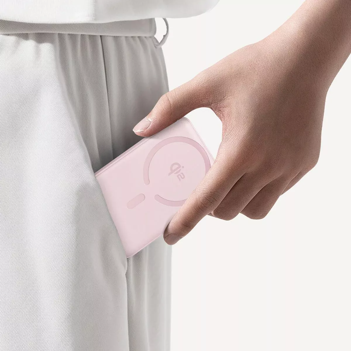 Externer Wireless-Akku Baseus Enerfill FM12, 10000mAh, 22.5W, PD + FQI, 1 x QI - 1 x USB-C, Rosa E0028502