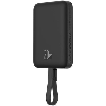 Baseus Magnetic Mini Wireless Externer Akku, 10000 mAh, 20 W, PD + FQI, 1 x Lightning – 1 x QI – 1 x USB-C, Schwarz P10022109113-00