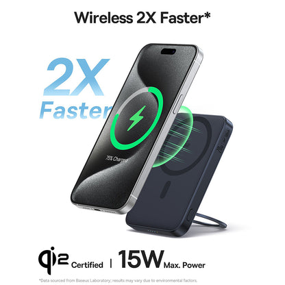 Externer Wireless-Akku Baseus PicoGo, 5000mAh, 20W, PD + FQI, 1 x QI - 1 x USB-C, Schwarz P10076802123-00