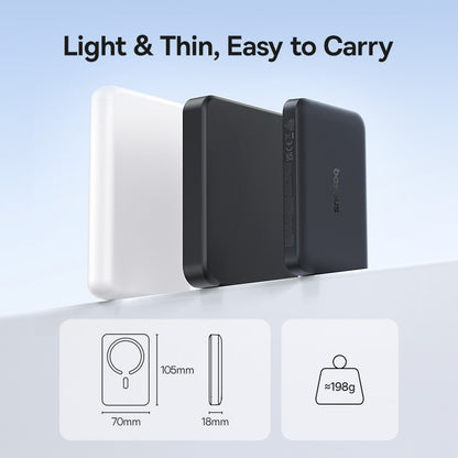 Baseus EnerFill FM11 Wireless Externe Batterie, 10000mAh, 30W, PD + FQI, 1 x QI - 1 x USB-C, Schwarz