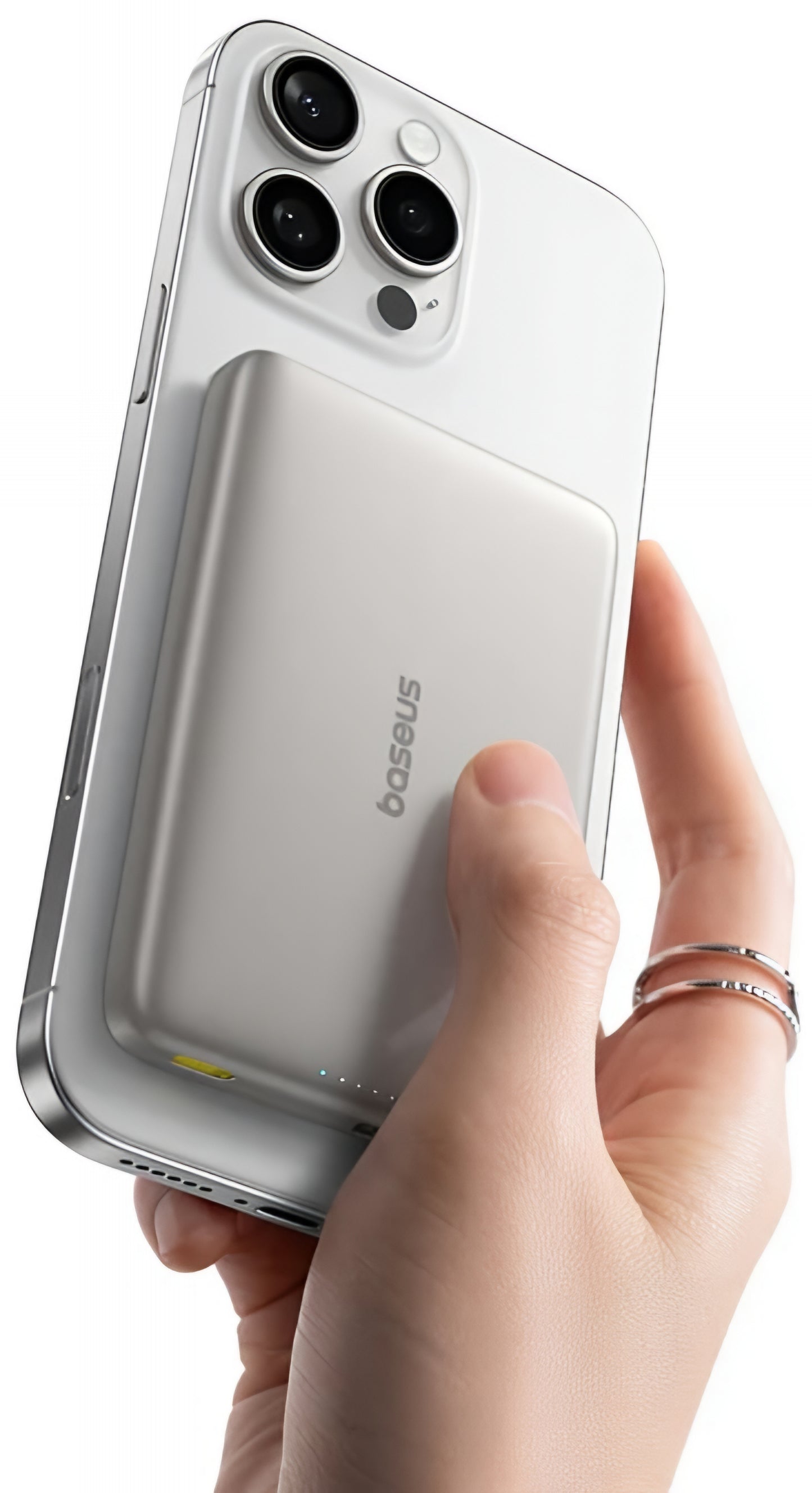 Externer Wireless-Akku Baseus PicoGo AM41, 10000mAh, 27W, PD + FQI, 1 x QI - 1 x USB-C, Beige E0027203