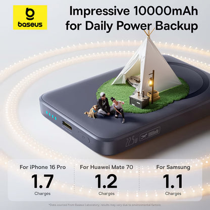 Externer Wireless-Akku Baseus EnerFill FM11 Ultra-Mini, 10000mAh, 22.5W, PD + FQI, 1 x QI - 1 x USB-C, Grau E0026602