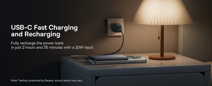 Externer Wireless-Akku Baseus PicoGo AM41, 10000mAh, 27W, PD + FQI, 1 x QI - 1 x USB-C, Beige E0027203