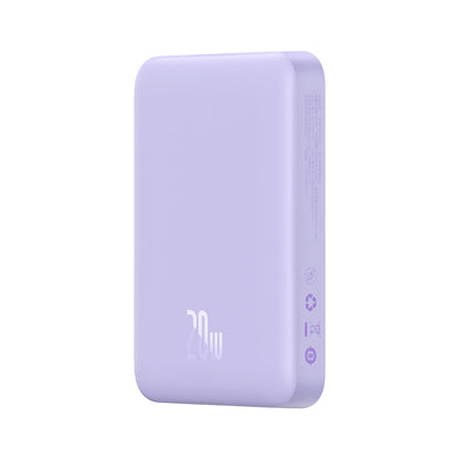 Externer Wireless-Akku Baseus Magnetic Mini, 10000mAh, 20W, PD + FQI, 1 x QI - 1 x USB-C, Lila PPCX110105