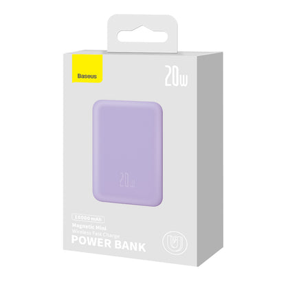 Externer Wireless-Akku Baseus Magnetic Mini, 10000mAh, 20W, PD + FQI, 1 x QI - 1 x USB-C, Lila PPCX110105