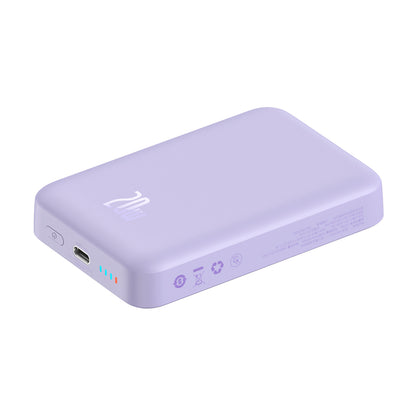Externer Wireless-Akku Baseus Magnetic Mini, 10000mAh, 20W, PD + FQI, 1 x QI - 1 x USB-C, Lila PPCX110105