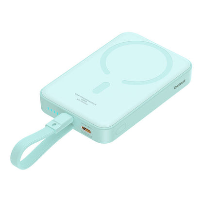 Externer Wireless-Akku Baseus Magnetic Mini, 10000mAh, 20W, PD + FQI, 1 x Lightning - 1 x QI - 1 x USB-C, Grün P10022109333-00