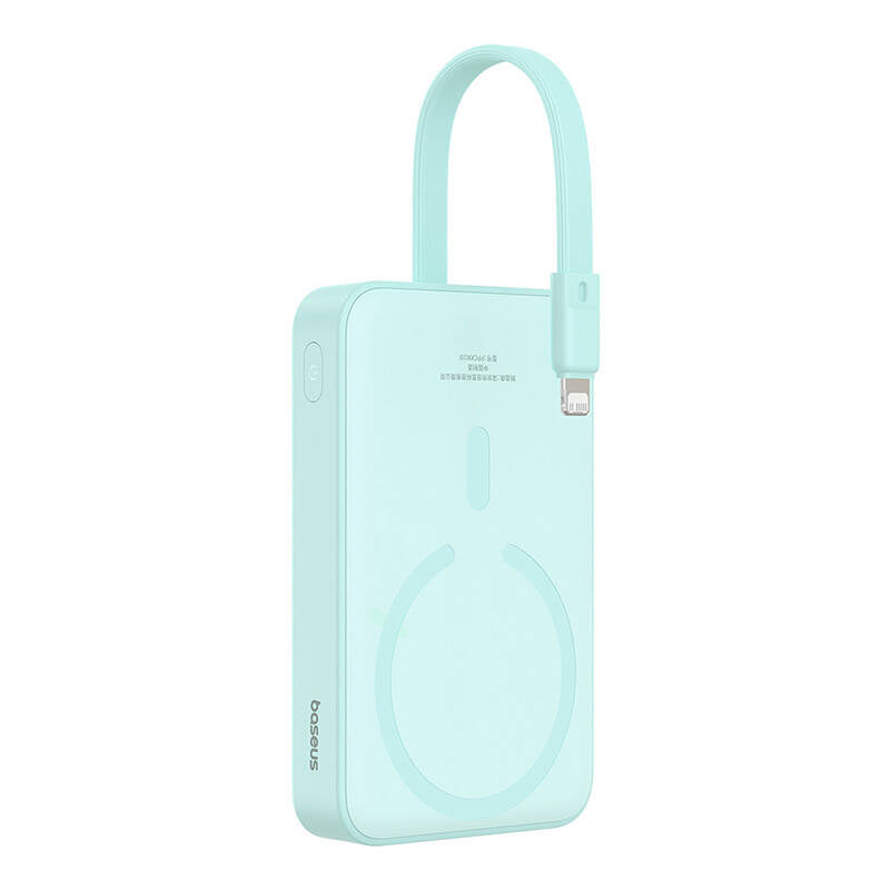 Externer Wireless-Akku Baseus Magnetic Mini, 10000mAh, 20W, PD + FQI, 1 x Lightning - 1 x QI - 1 x USB-C, Grün P10022109333-00