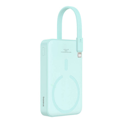 Externer Wireless-Akku Baseus Magnetic Mini, 10000mAh, 20W, PD + FQI, 1 x Lightning - 1 x QI - 1 x USB-C, Grün P10022109333-00