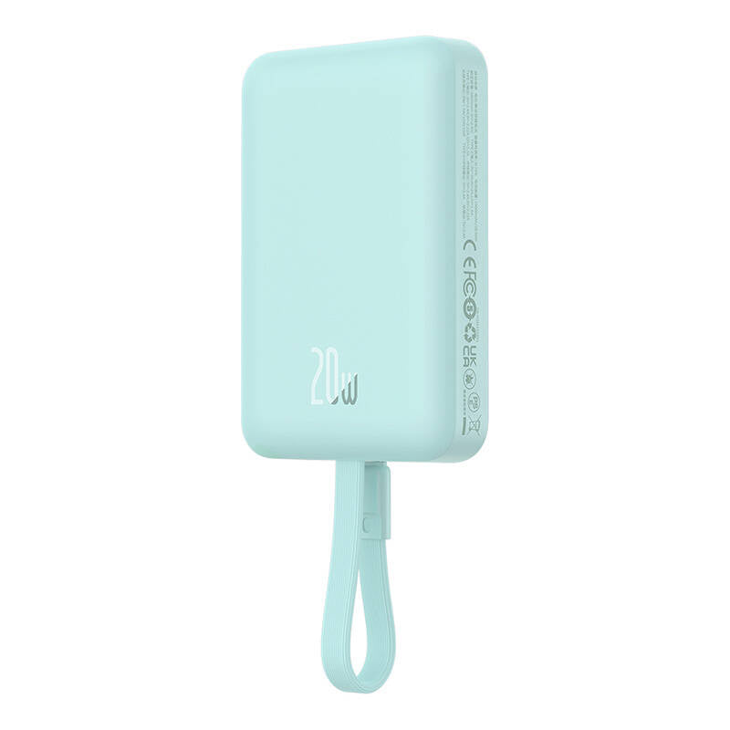 Externer Wireless-Akku Baseus Magnetic Mini, 10000mAh, 20W, PD + FQI, 1 x Lightning - 1 x QI - 1 x USB-C, Grün P10022109333-00