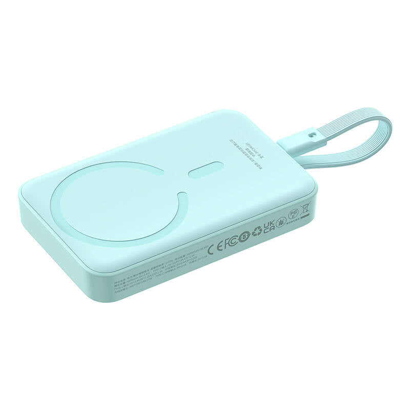 Baseus Magnetic Mini Wireless External Battery, 10000mAh, 30W, PD + FQI, 1 x Lightning - 1 x QI - 1 x USB-C, Blue P1002210B333-00