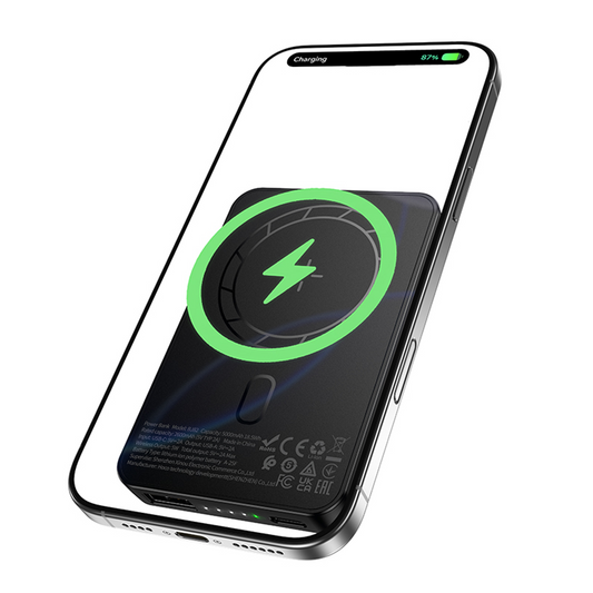 Externer Wireless-Akku Borofone BJ82 Dawn, 5000mAh, 10W, 1 x QI - 1 x USB-A, Schwarz