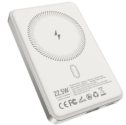 Kabellose Externe Batterie BWOO BO-P82, 10000mAh, 22,5W, PD + FQI, 1 x QI - 1 x USB-C, Weiß
