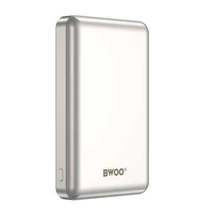 Kabellose Externe Batterie BWOO BO-P82, 10000mAh, 22,5W, PD + FQI, 1 x QI - 1 x USB-C, Weiß