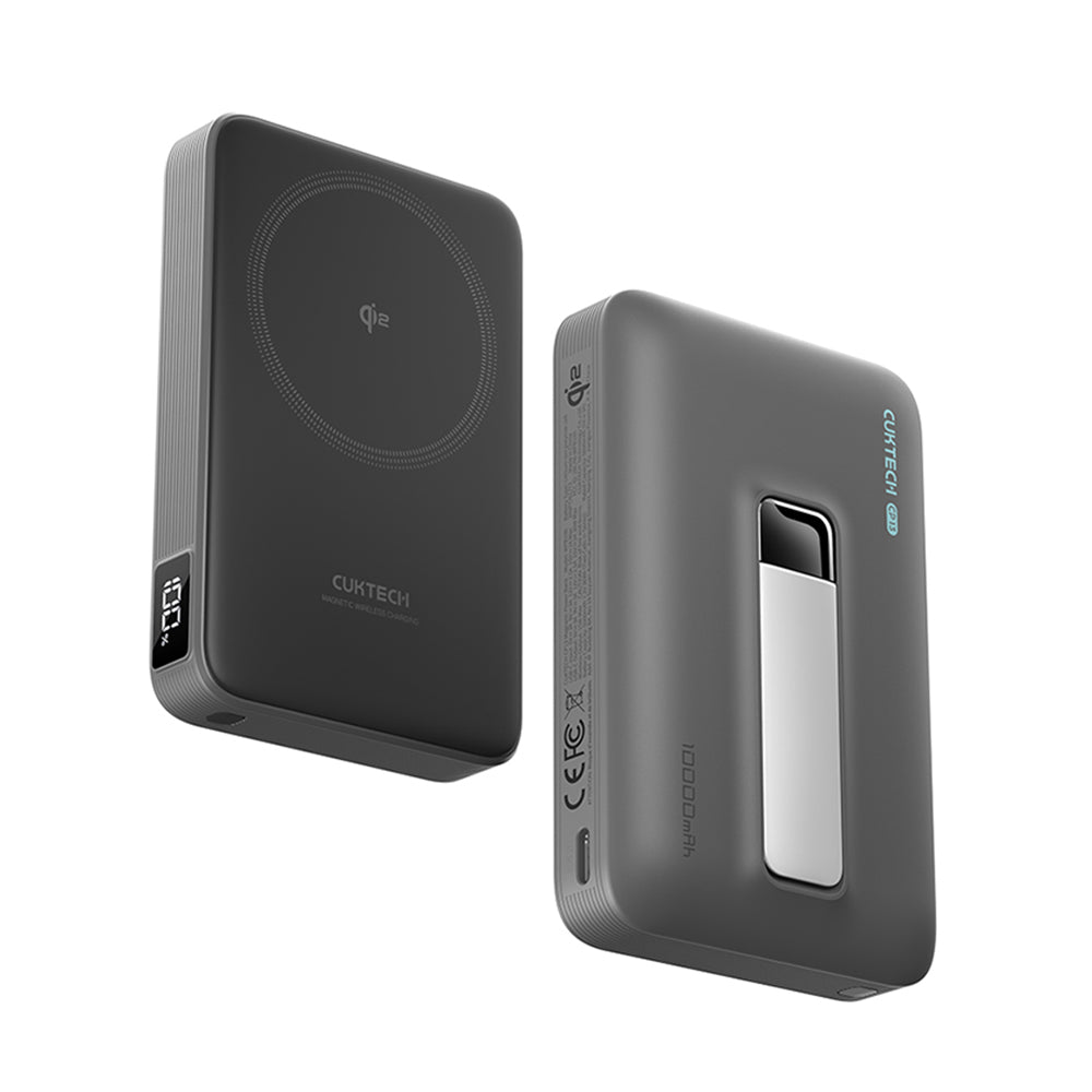 Kabellose Externe Batterie Cuktech WPB100, 10000mAh, 30W, PD + FQI, 1 x QI - 1 x USB-C, Grau CUWPB100GLBK