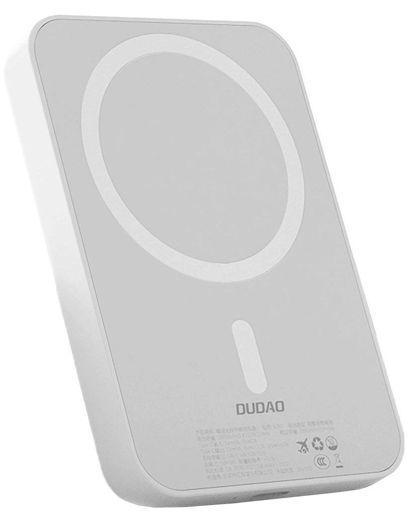 Externer Wireless-Akku Dudao K26s, 5000mAh, 20W, PD + FQI, 1 x QI - 1 x USB-C, Weiß