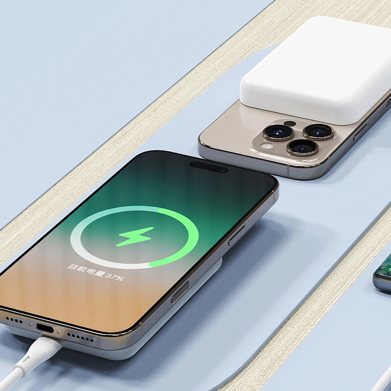 Externer Wireless-Akku Dudao K26s, 5000mAh, 20W, PD + FQI, 1 x QI - 1 x USB-C, Weiß