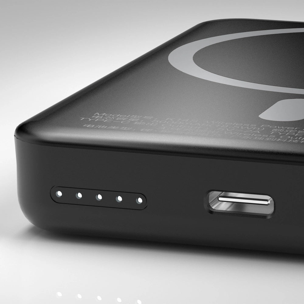 Externer Wireless-Akku Dudao K14S, 5000mAh, 10W, PD + QI, 1 x QI - 1 x USB-C, Schwarz